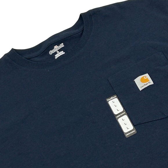 Carhartt Other - Carhartt Long Sleeve Pocket T-Shirt Men Large Navy Blue Cotton Workwear Tee NEW